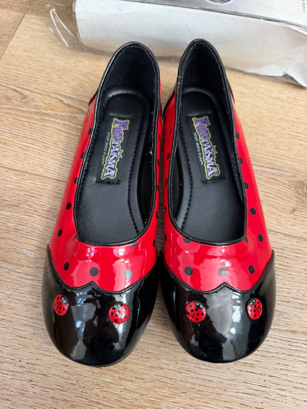 Funtasma Red and Black Ladybug Flats spirit Halloween size large